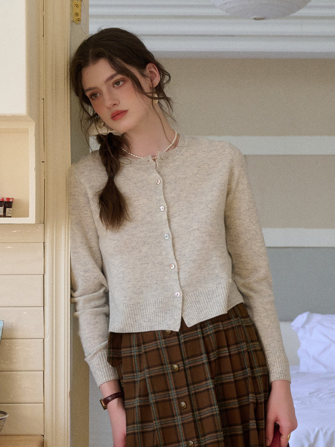 Dayana Round Neck 100% Wool Cardigan