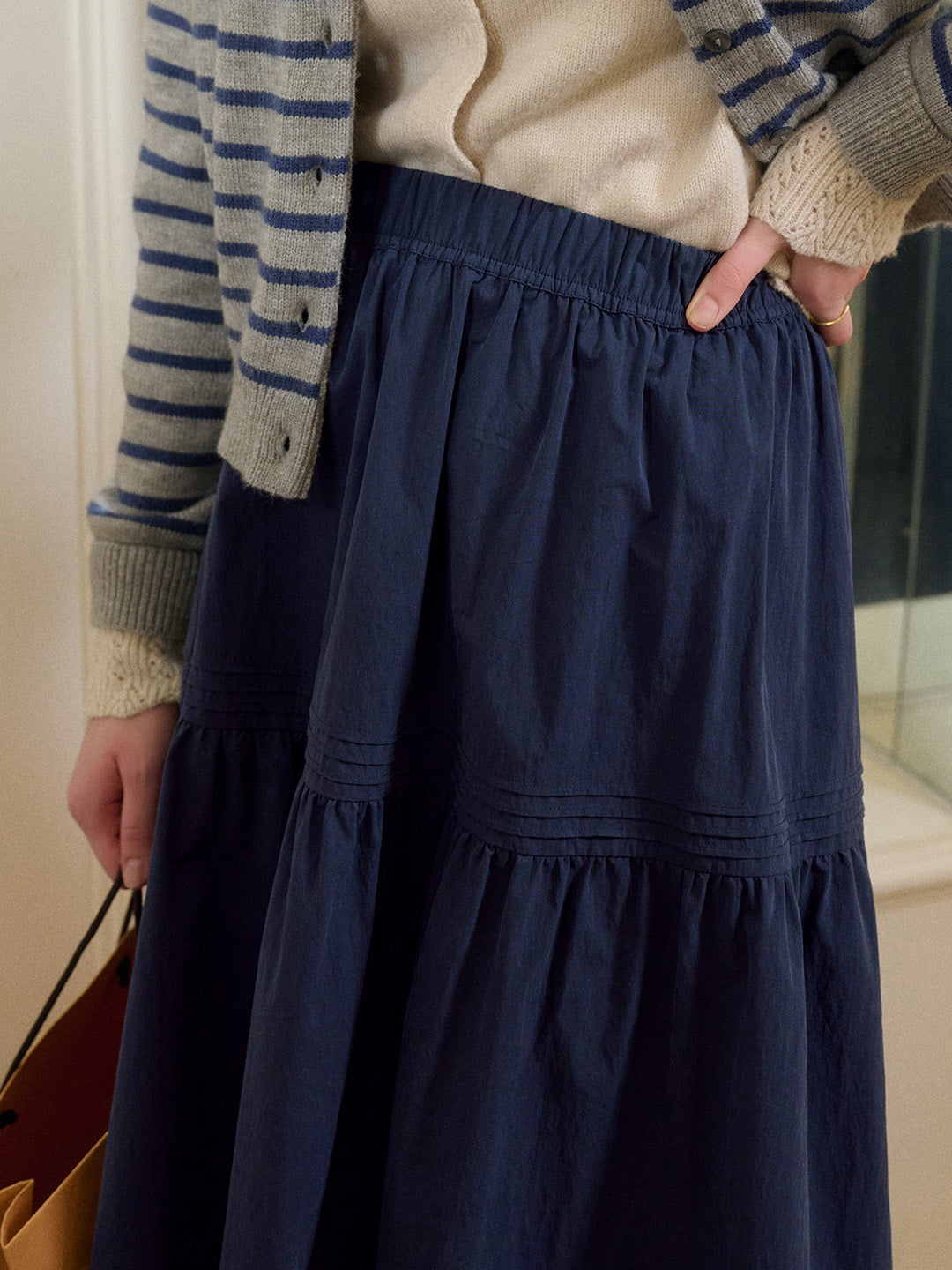Rhea Hollow Cotton Midi Skirt
