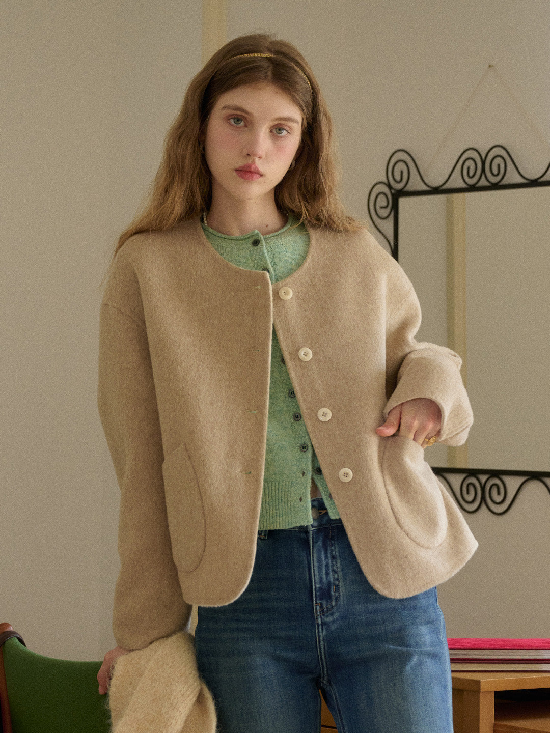 Savanna Round Neck 100% Wool Jacket