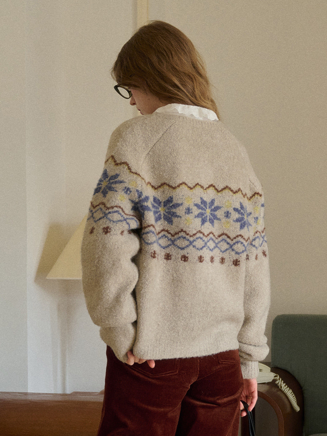 Chaya Round Neck Fair Isle Cardigan