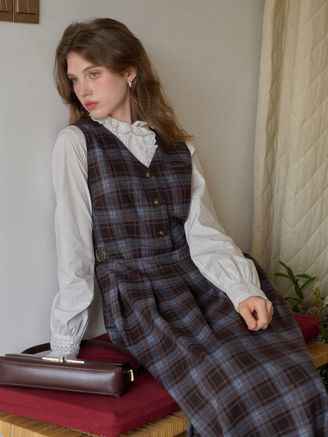 Kinley V-Neck Plaid Dress