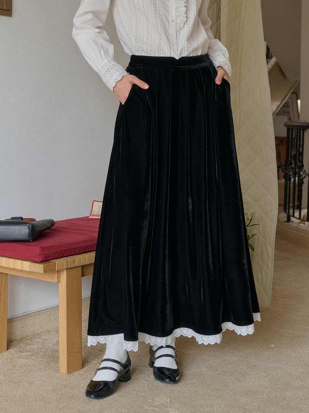 Alexa Velvet Midi Skirt