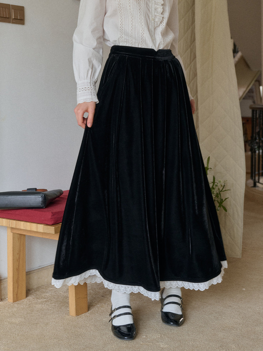 Alexa Velvet Midi Skirt