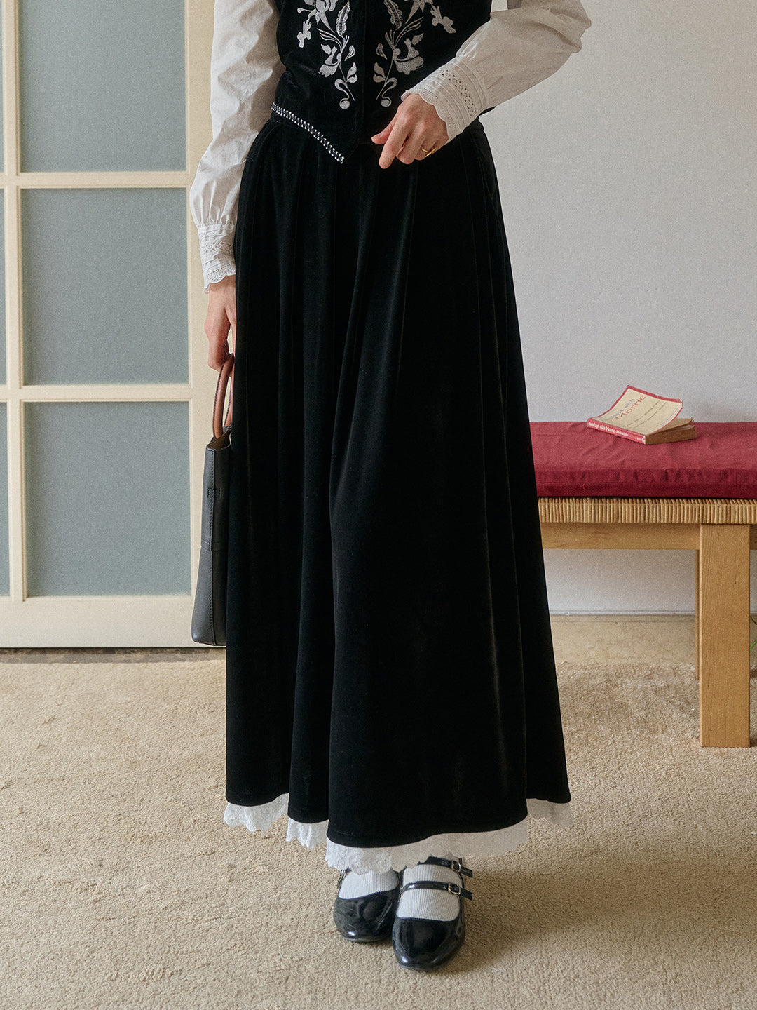 Alexa Velvet Midi Skirt