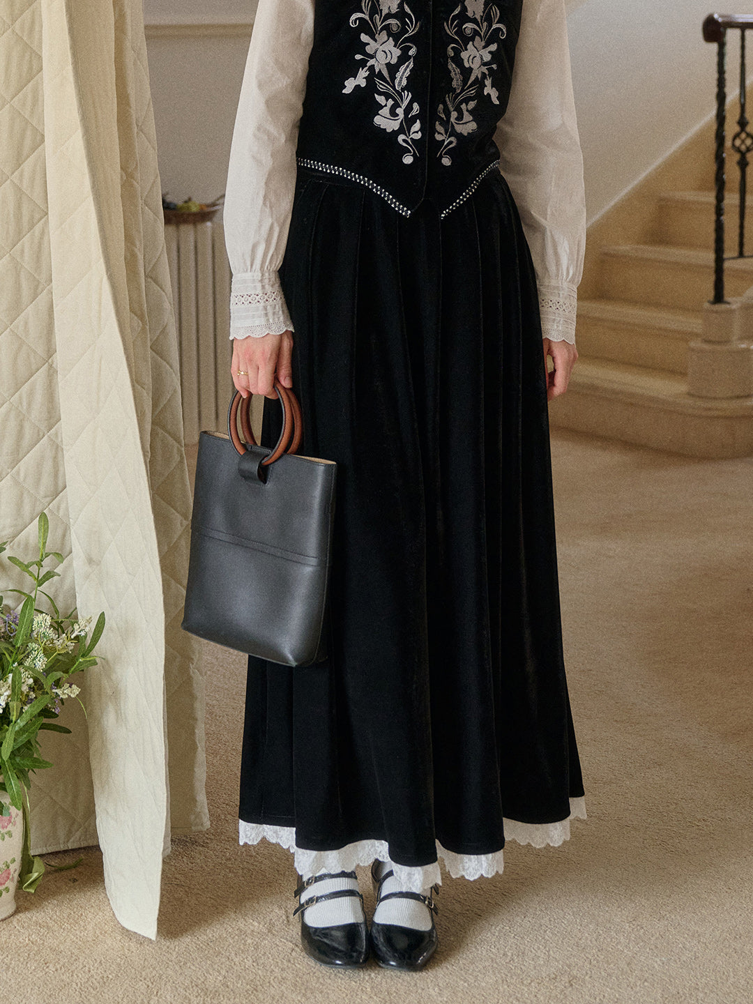 Alexa Velvet Midi Skirt