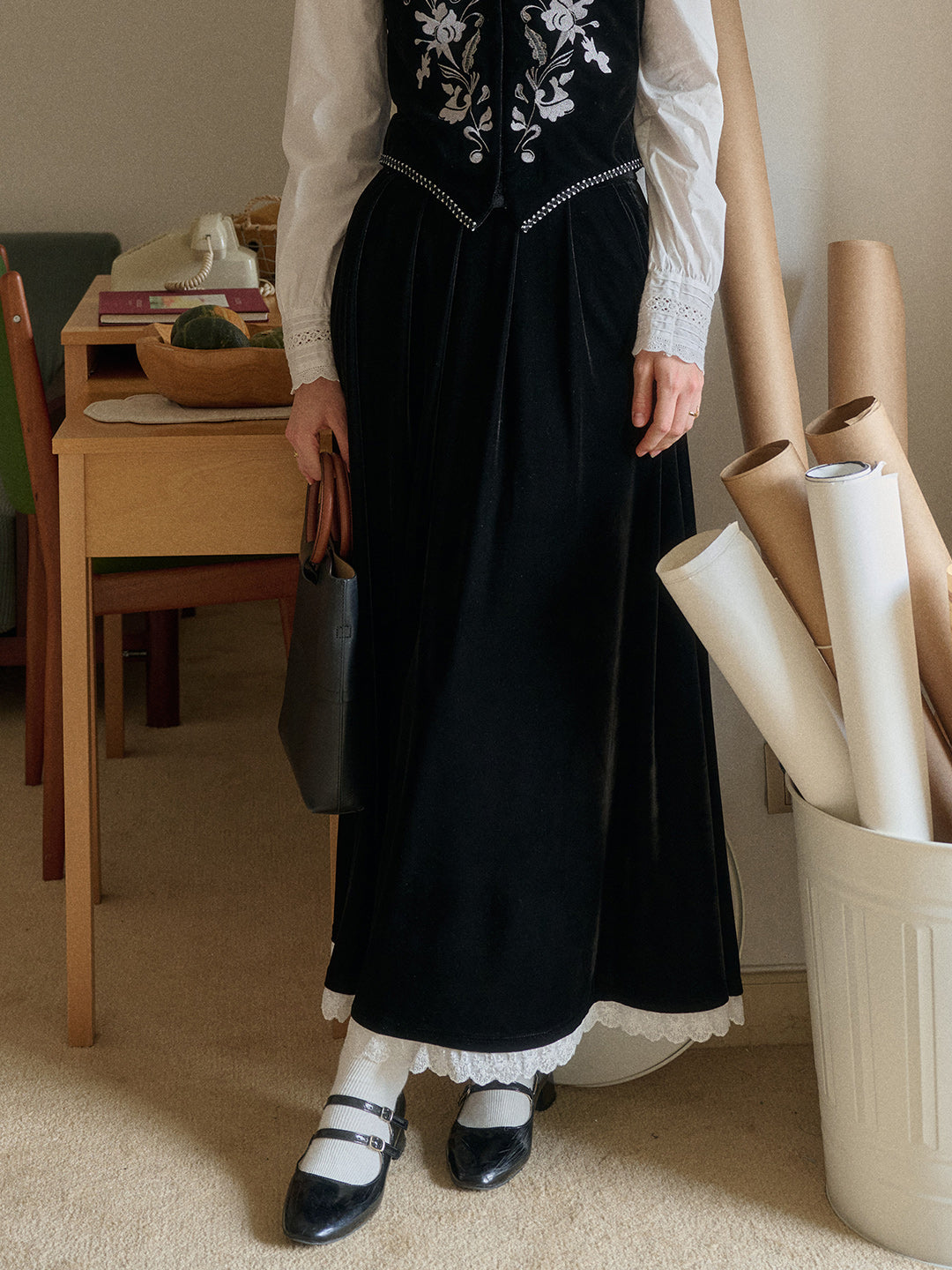 Alexa Velvet Midi Skirt