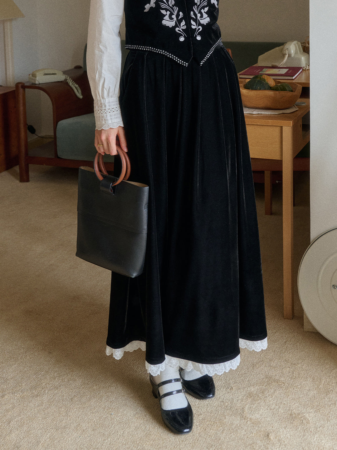 Alexa Velvet Midi Skirt