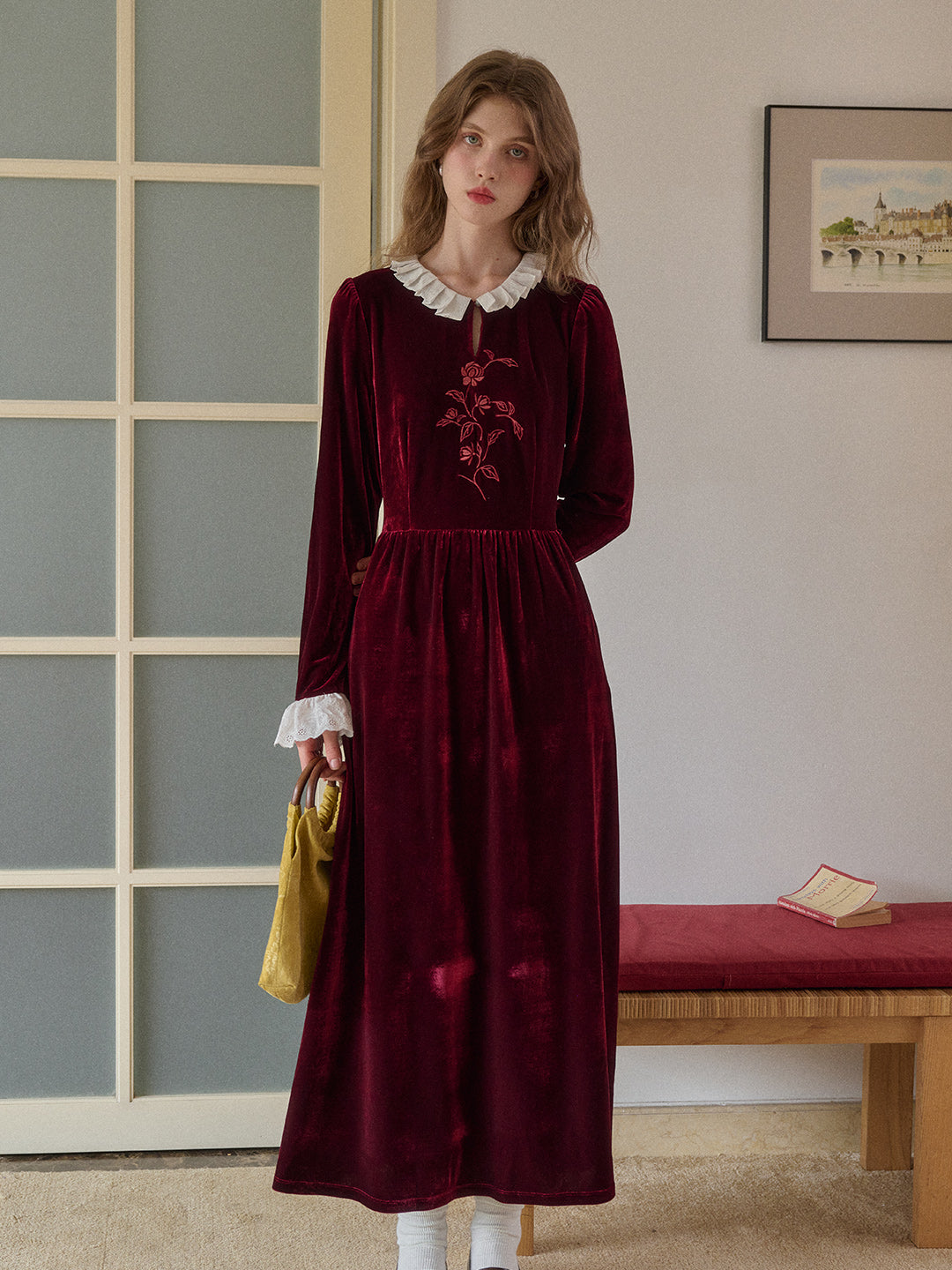 Aliana Round Neck Embroidery Dress