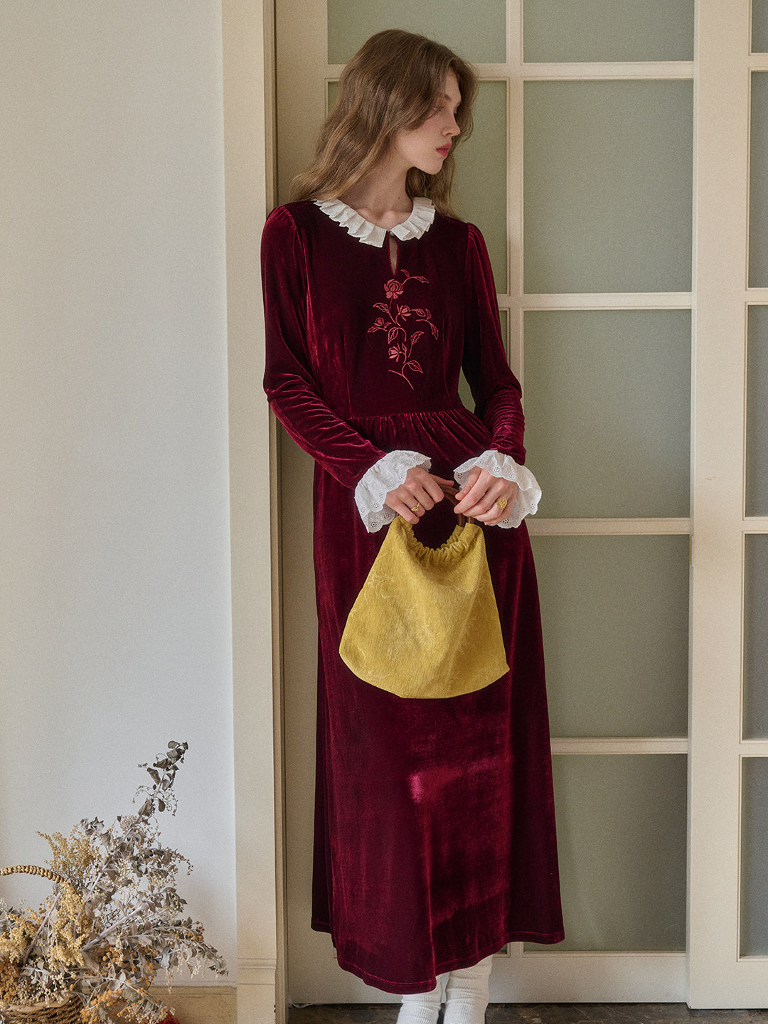 Aliana Round Neck Embroidery Dress
