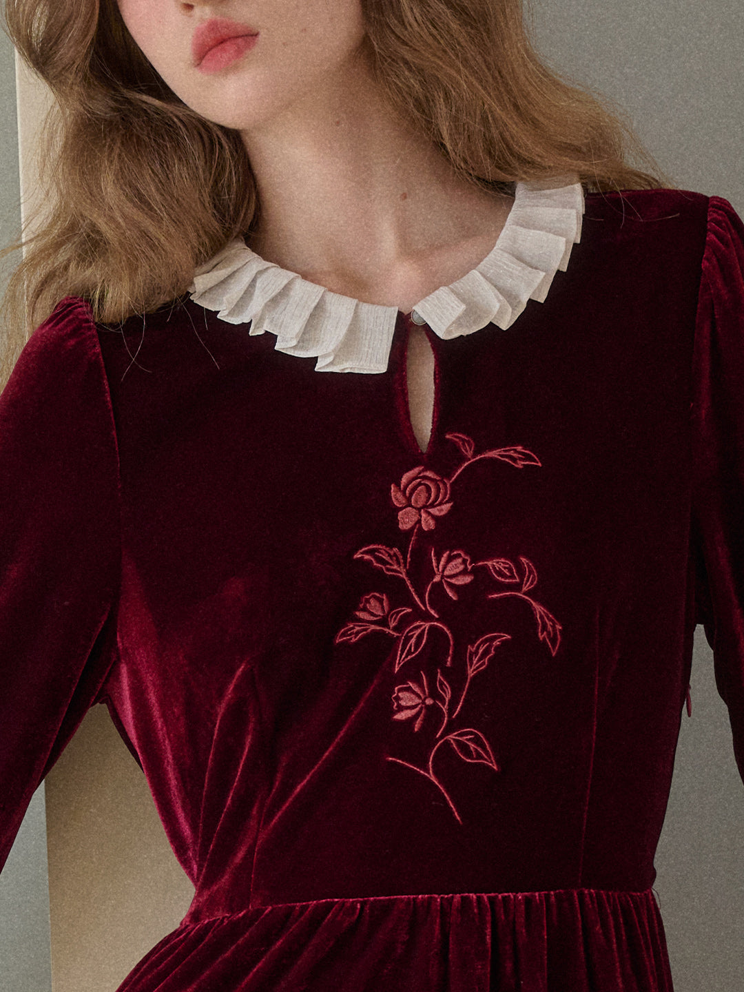 Aliana Round Neck Embroidery Dress