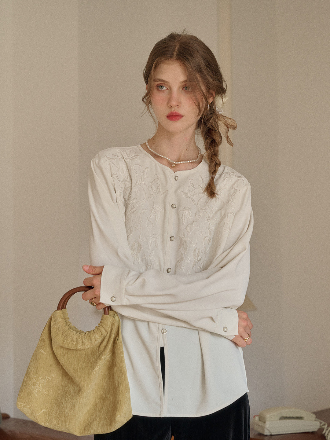 Amaia Round Neck Embroidery Blouse