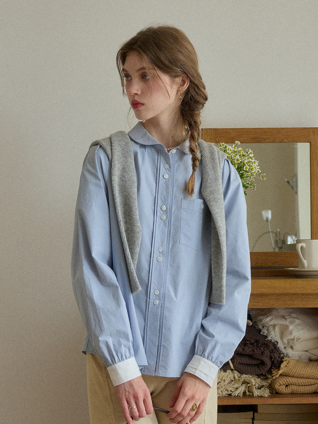 Kennedi Peter Pan Collar 100% Cotton Shirt