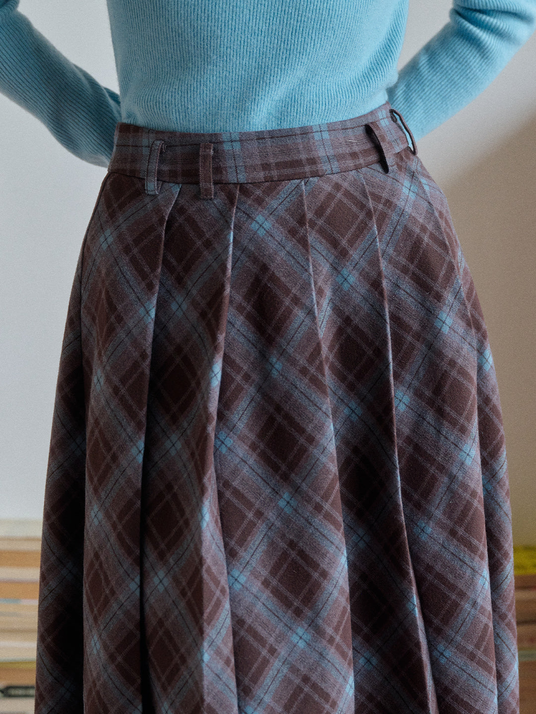 Jaylani Plaid Midi Skirt