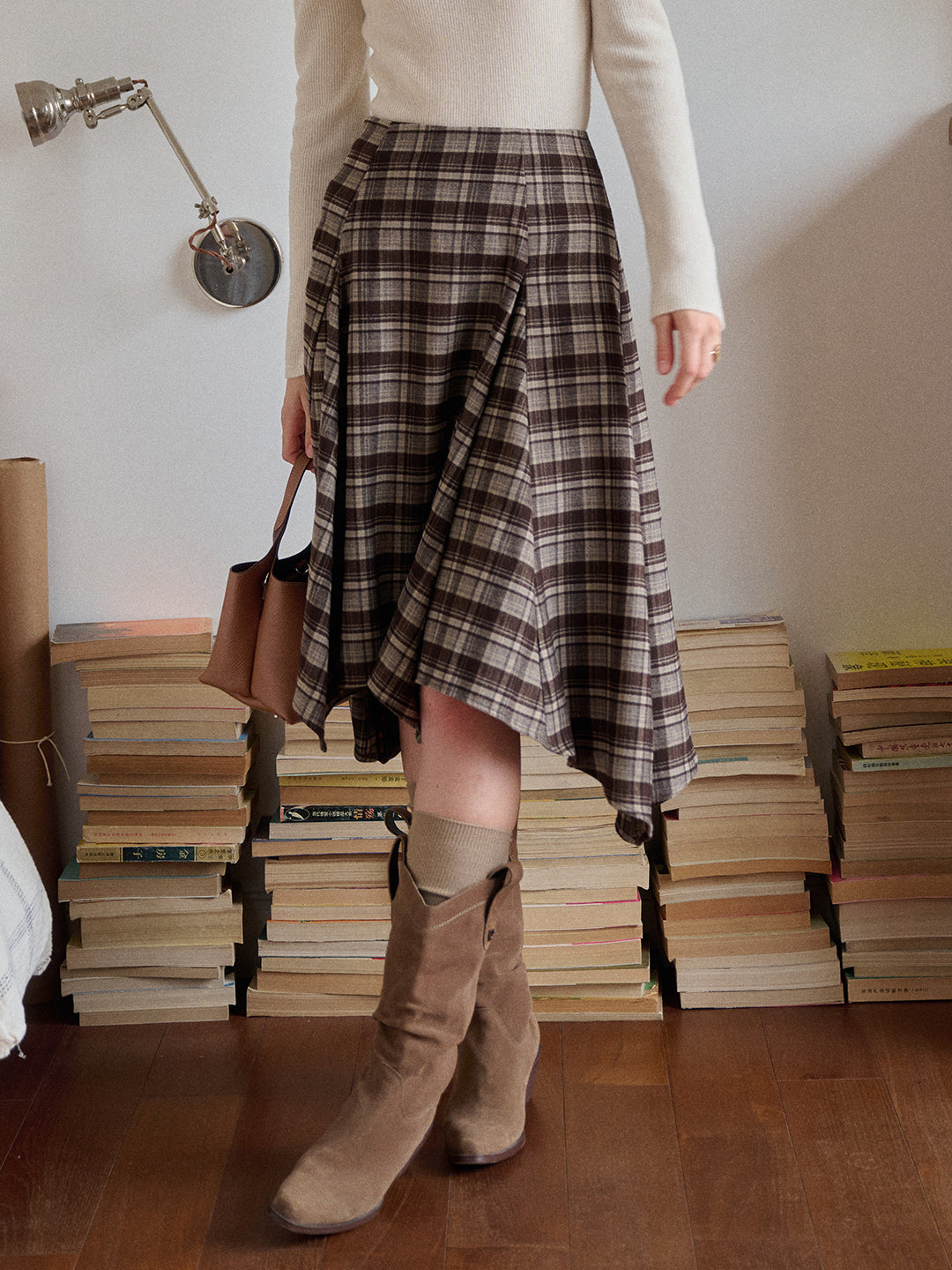 Jenna Knee-Length Plaid Skirt
