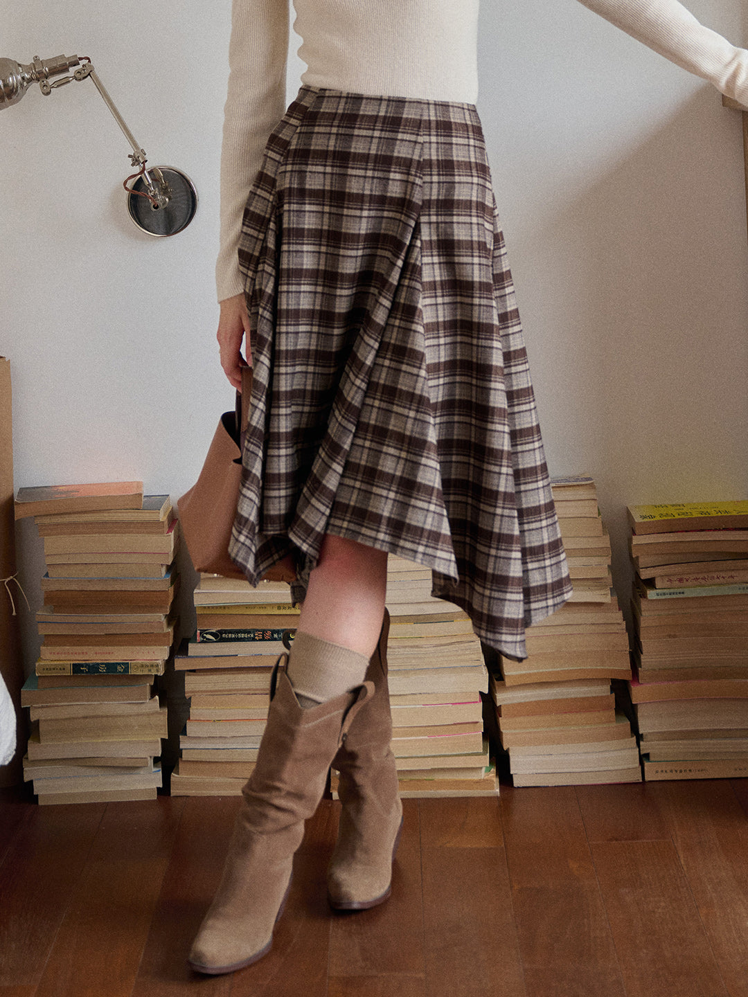 Jenna Knee-Length Plaid Skirt