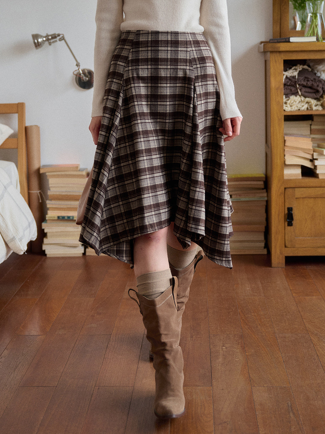 Jenna Knee-Length Plaid Skirt