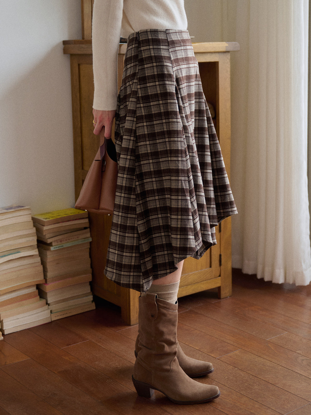 Jenna Knee-Length Plaid Skirt