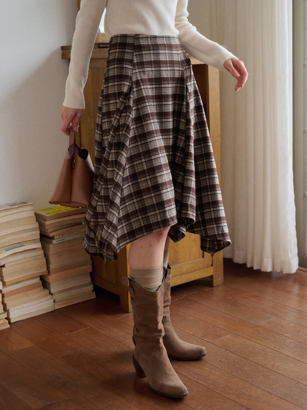 Jenna Knee-Length Plaid Skirt