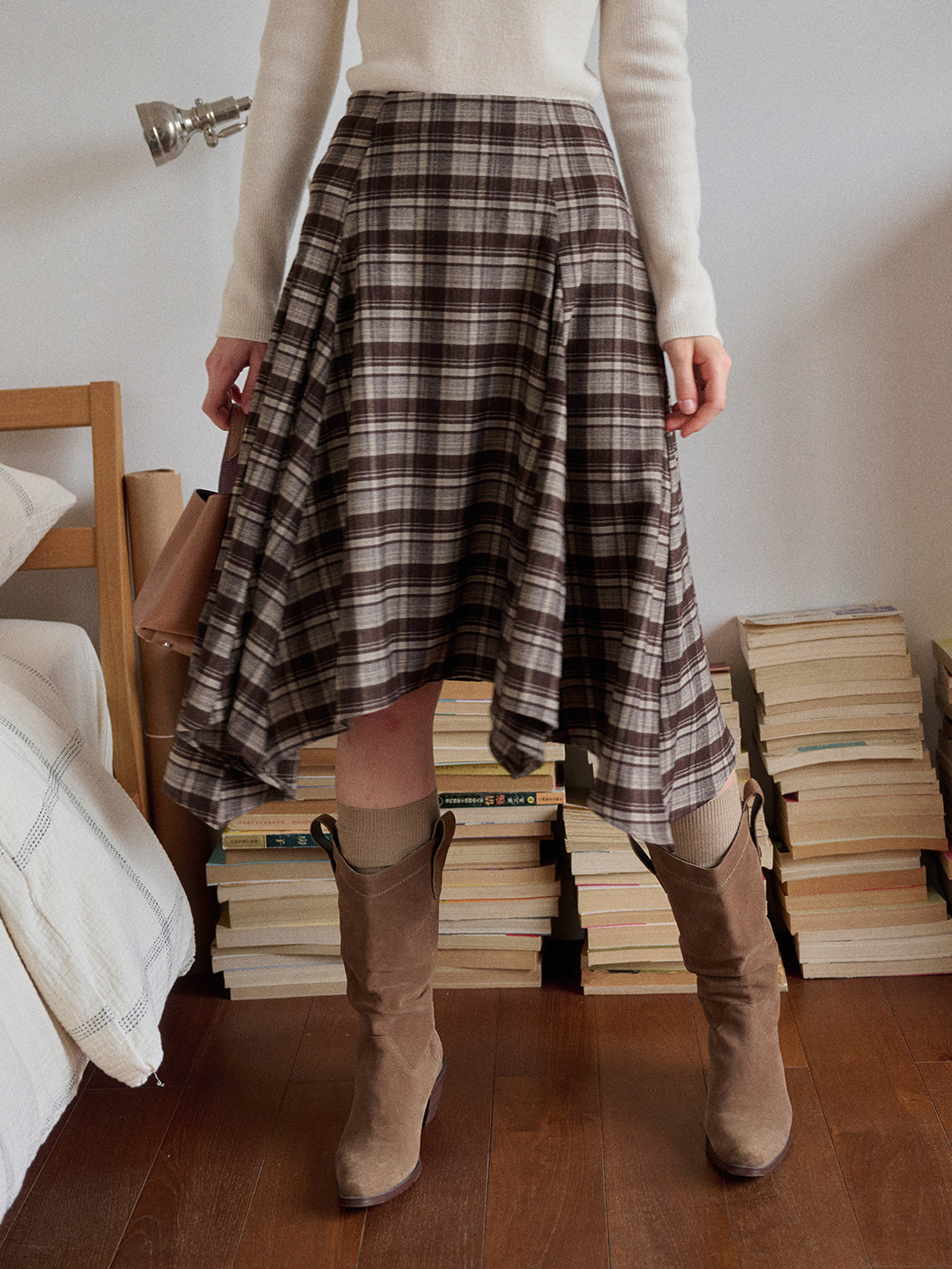 Jenna Knee-Length Plaid Skirt