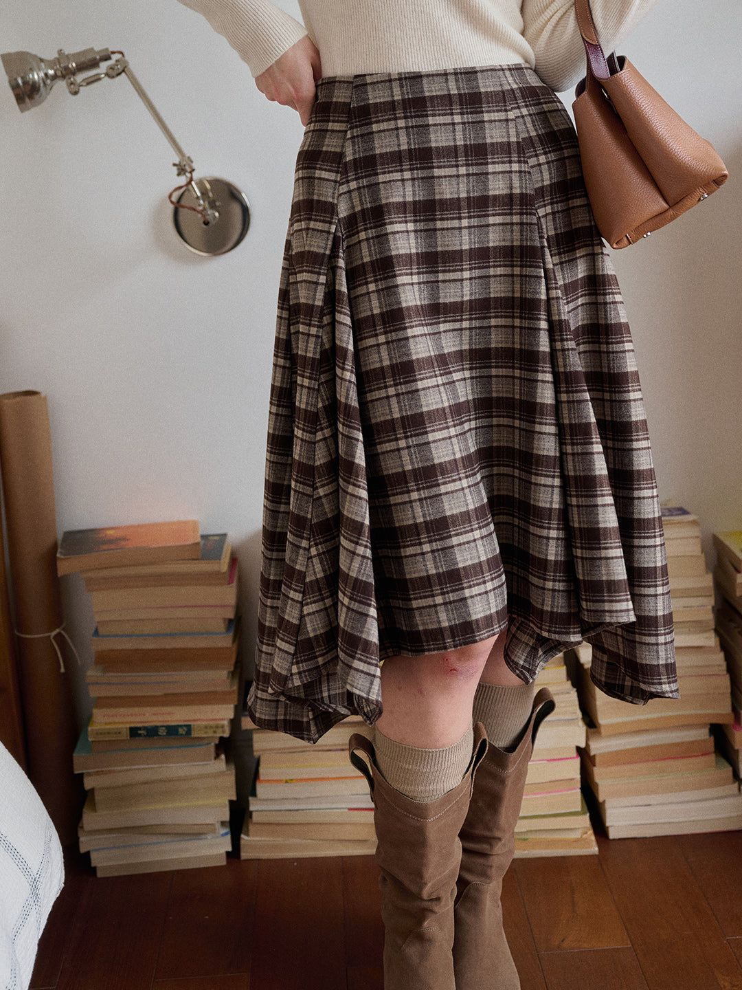 Jenna Knee-Length Plaid Skirt