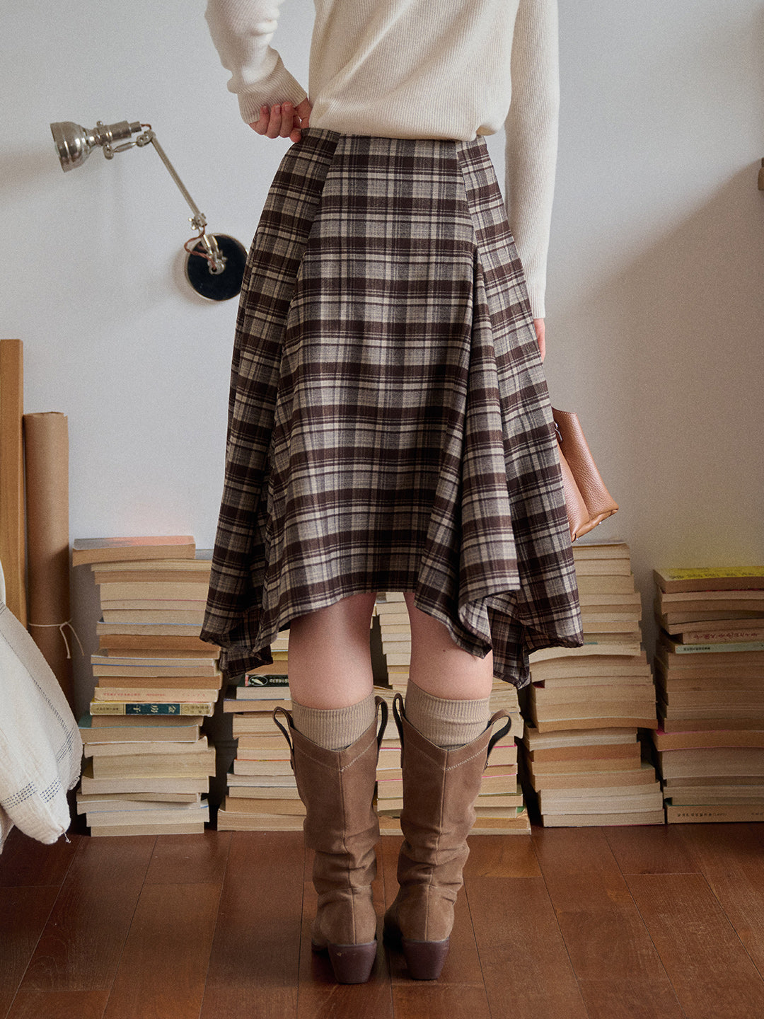 Jenna Knee-Length Plaid Skirt