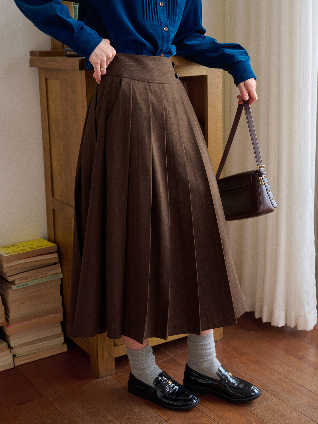 Eve Pleated Midi Skirt