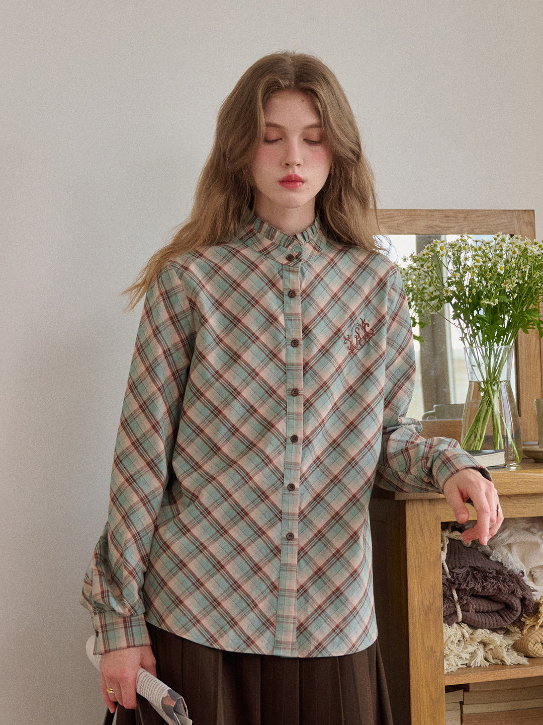 Sasah Stand Collar 100% Cotton Shirt
