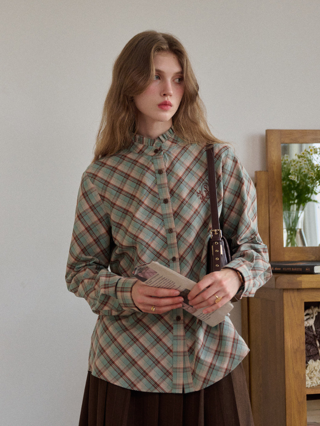 Sasah Stand Collar 100% Cotton Shirt