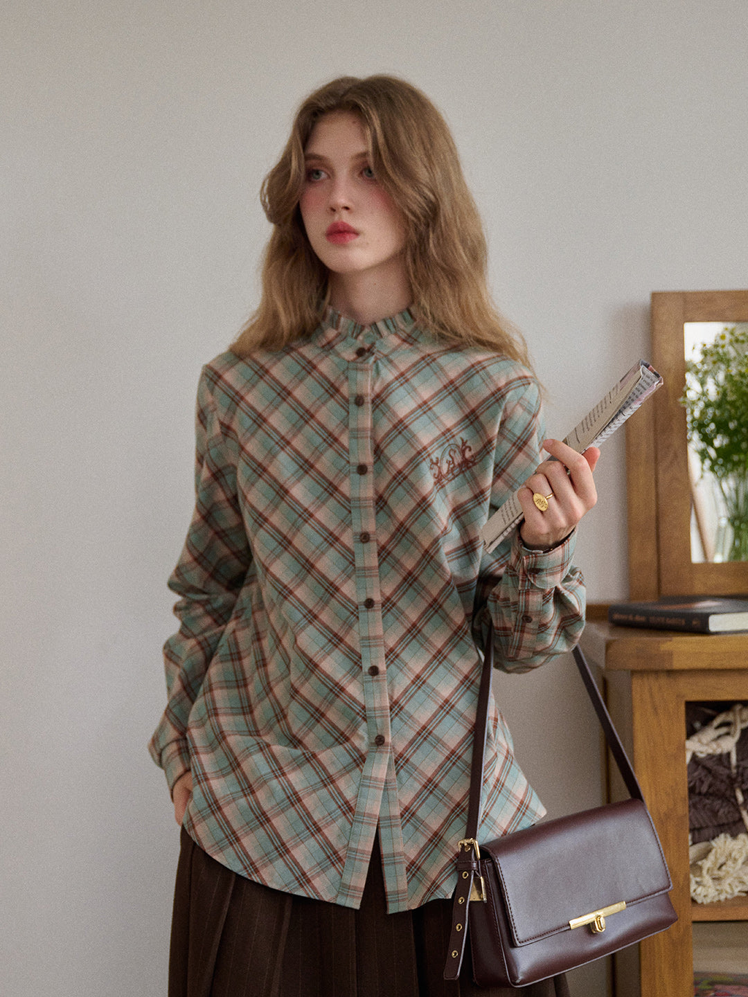 Sasah Stand Collar 100% Cotton Shirt