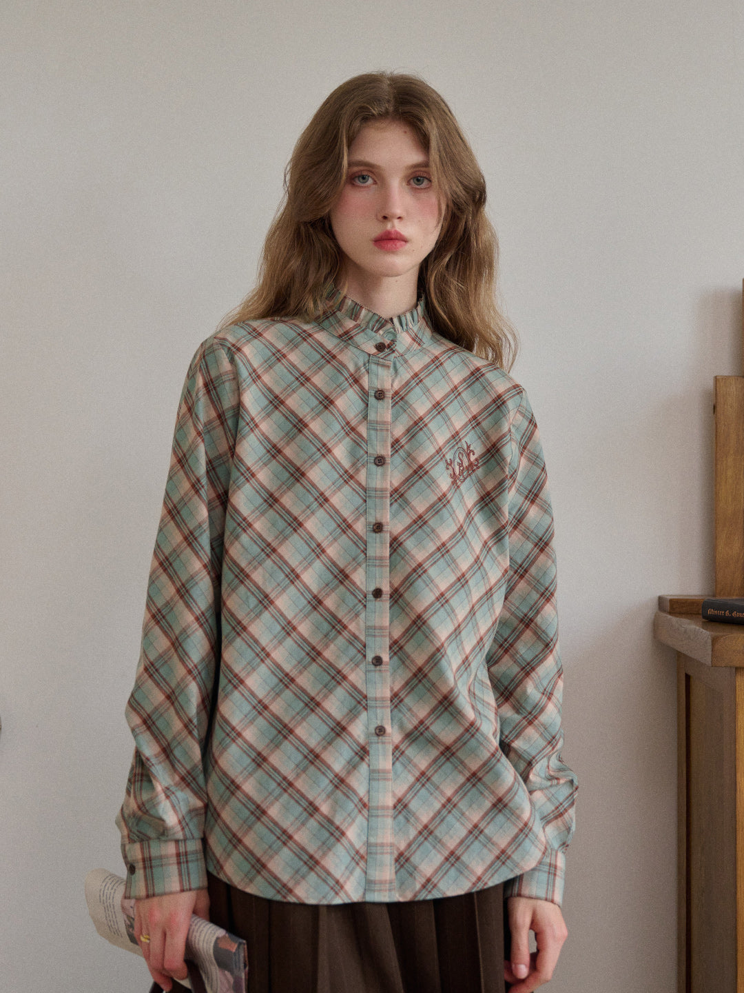 Sasah Stand Collar 100% Cotton Shirt