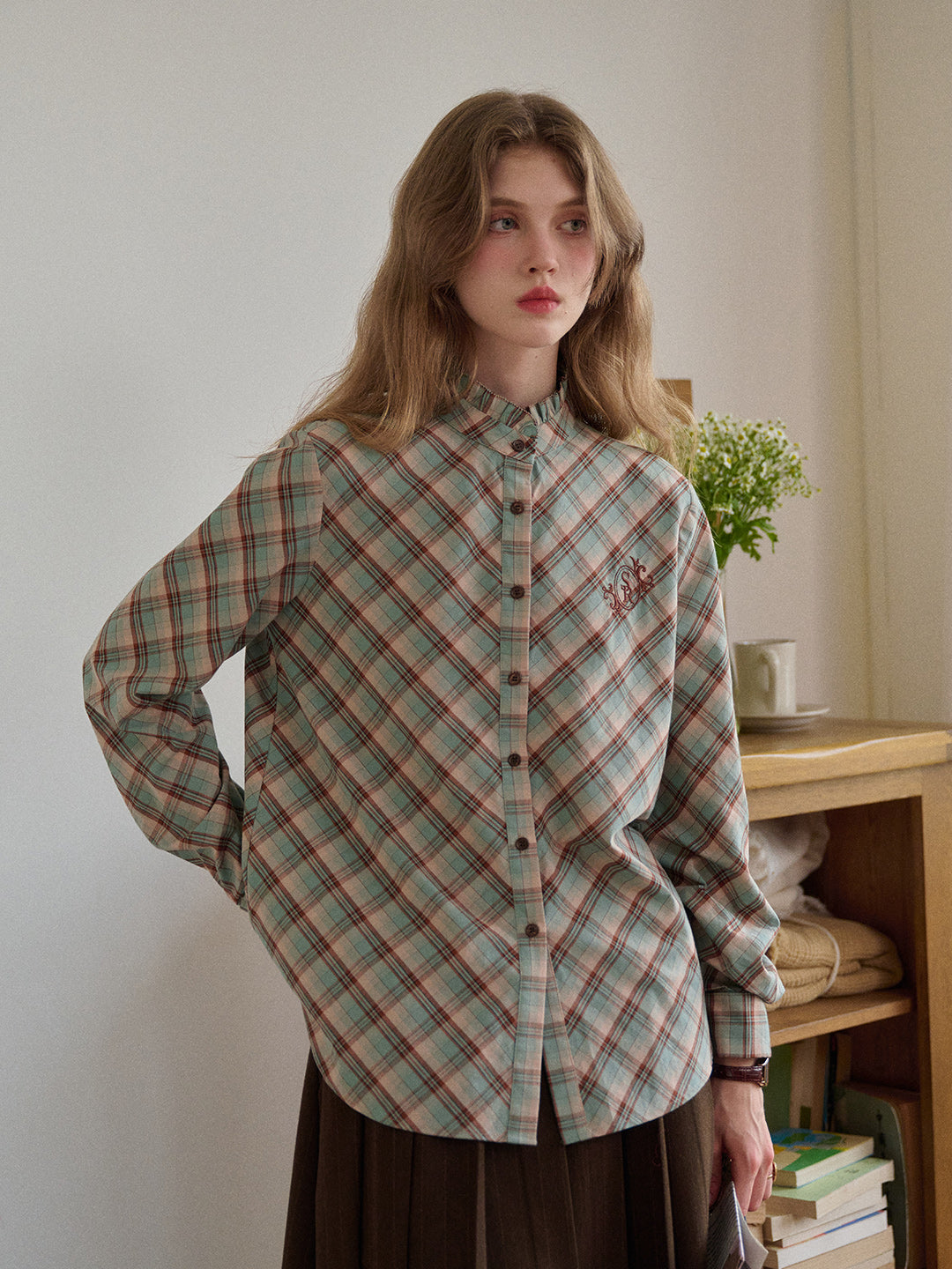 Sasah Stand Collar 100% Cotton Shirt