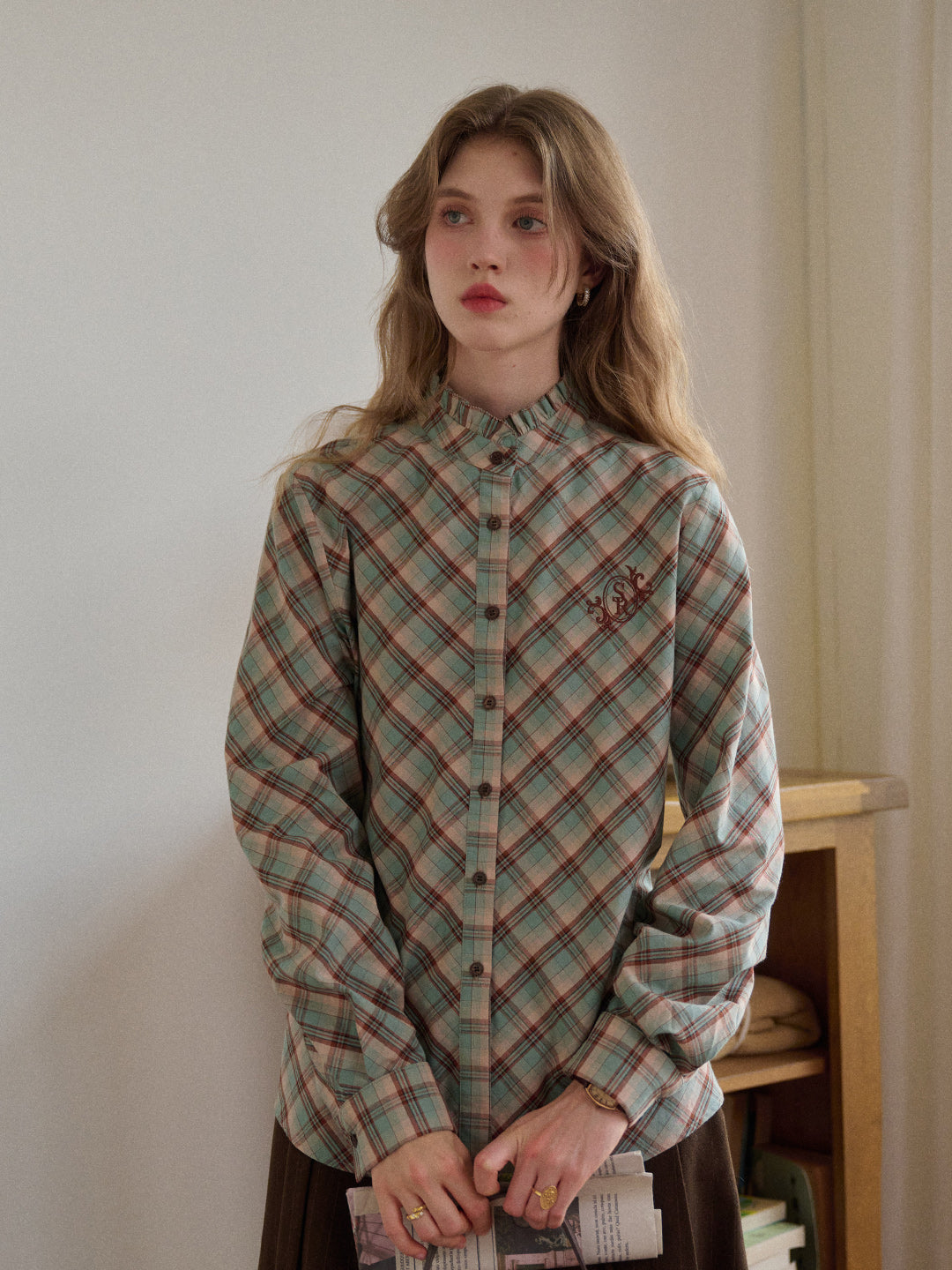 Sasah Stand Collar 100% Cotton Shirt