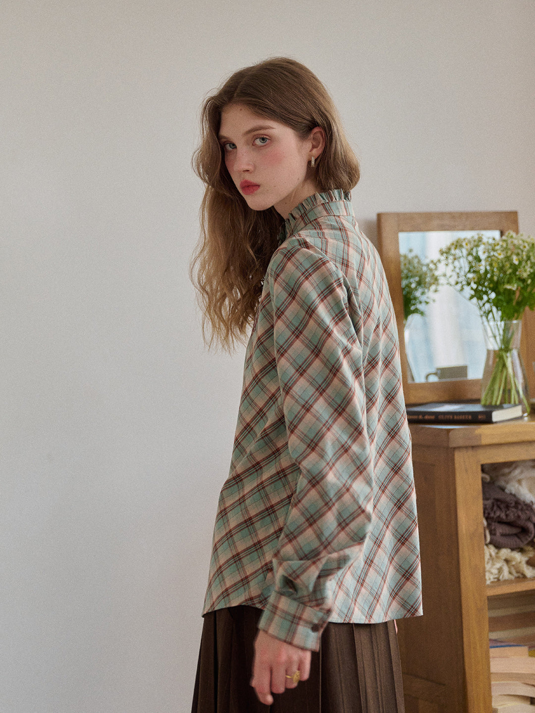 Sasah Stand Collar 100% Cotton Shirt