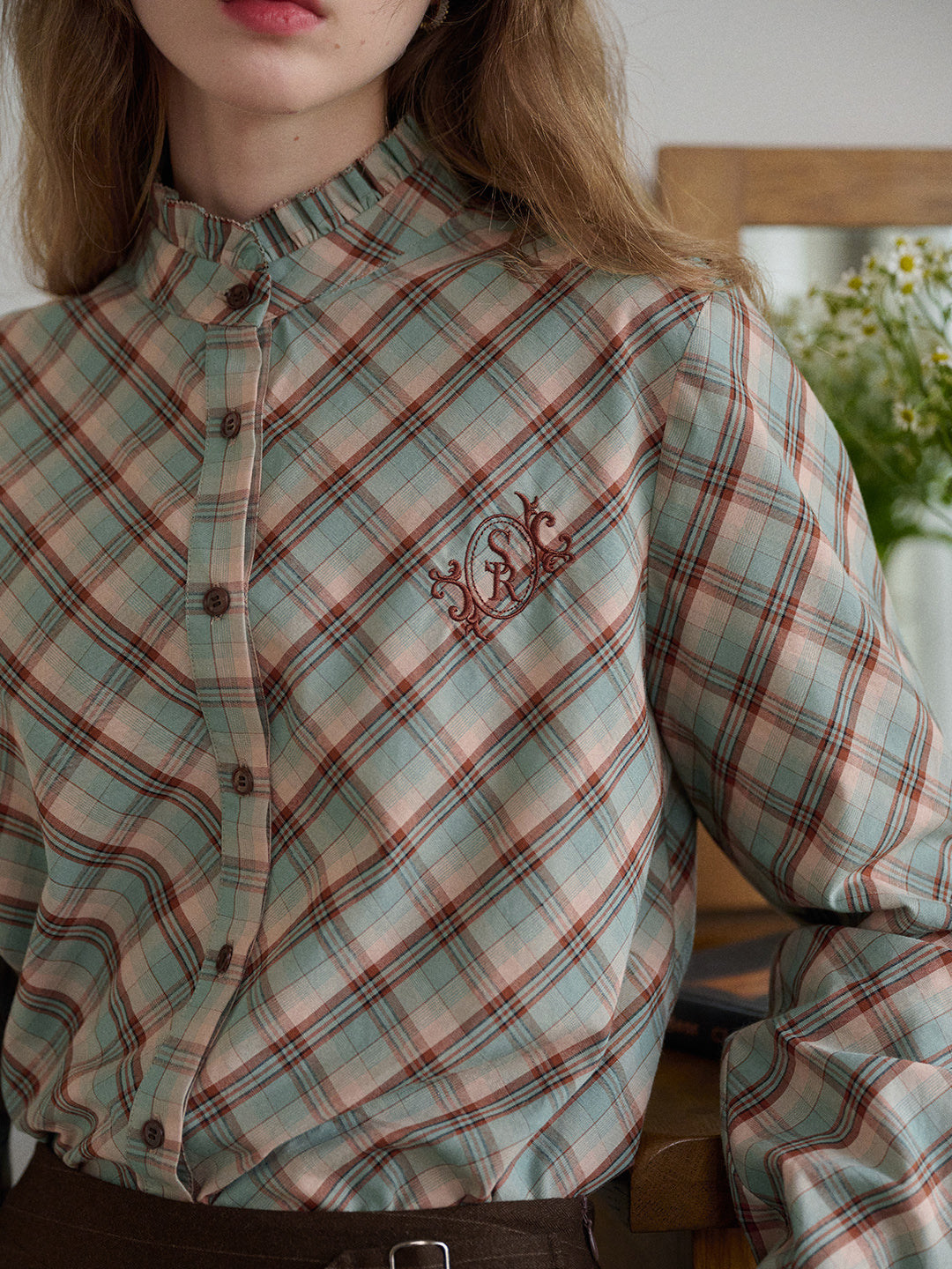 Sasah Stand Collar 100% Cotton Shirt