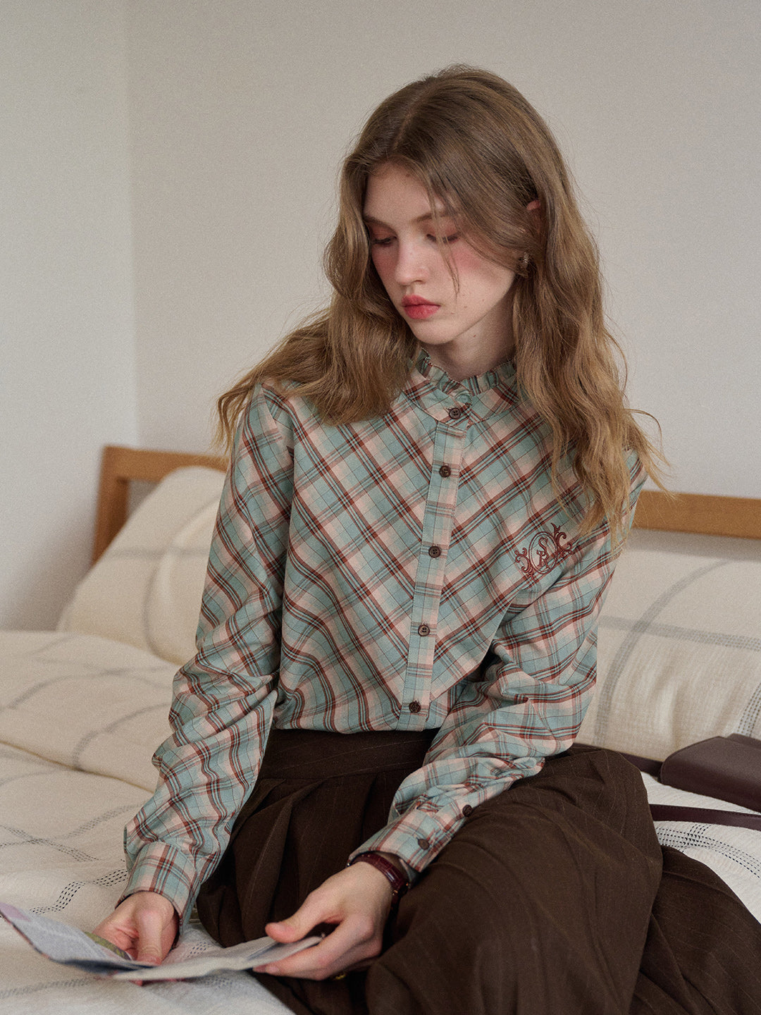 Sasah Stand Collar 100% Cotton Shirt
