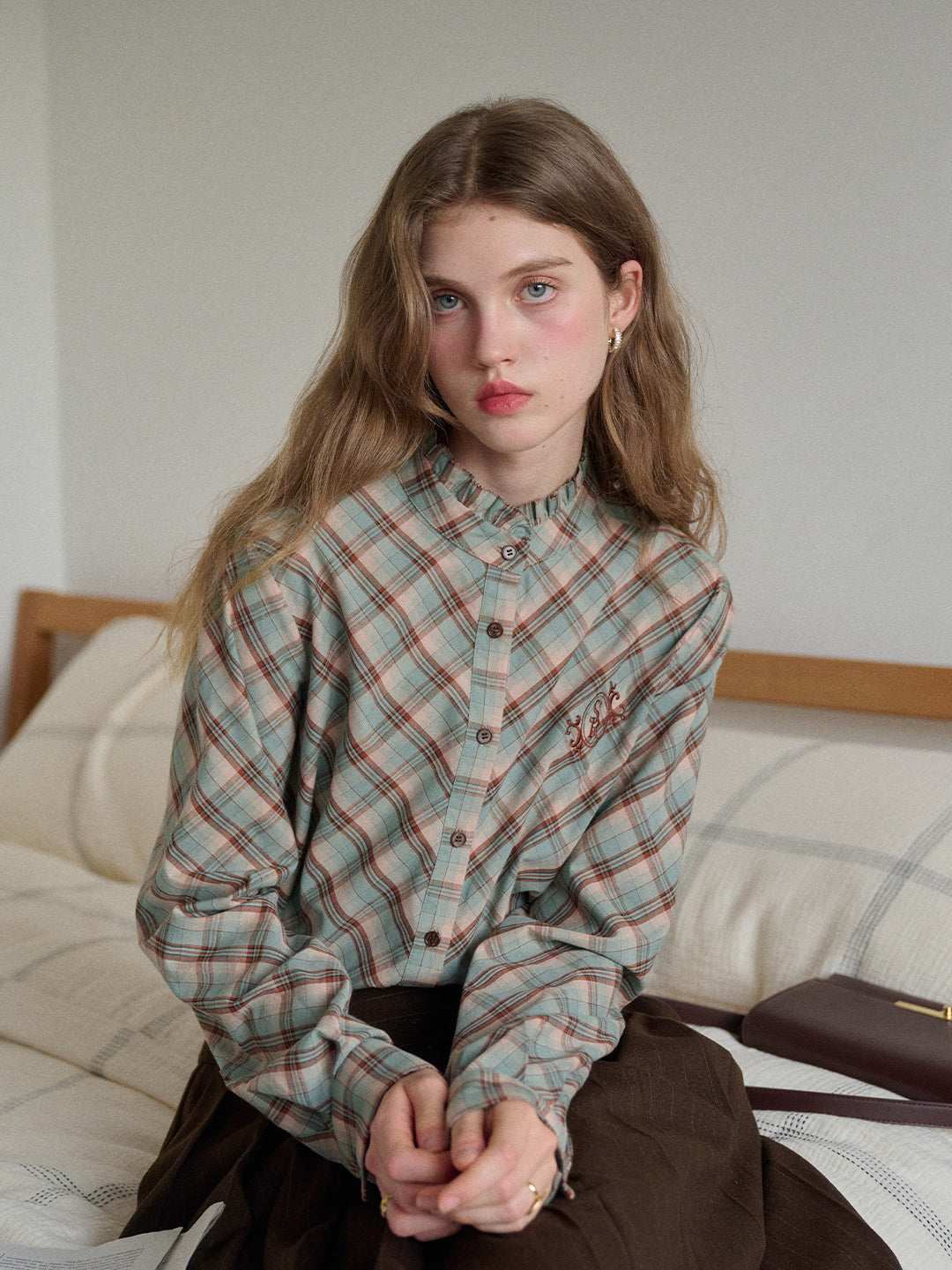 Sasah Stand Collar 100% Cotton Shirt