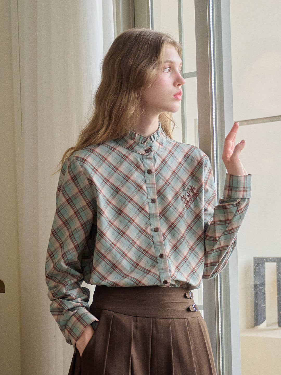 Sasah Stand Collar 100% Cotton Shirt