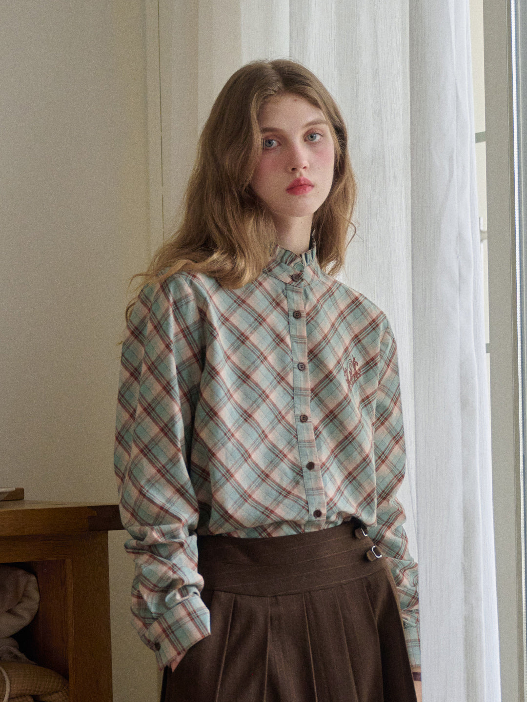 Sasah Stand Collar 100% Cotton Shirt
