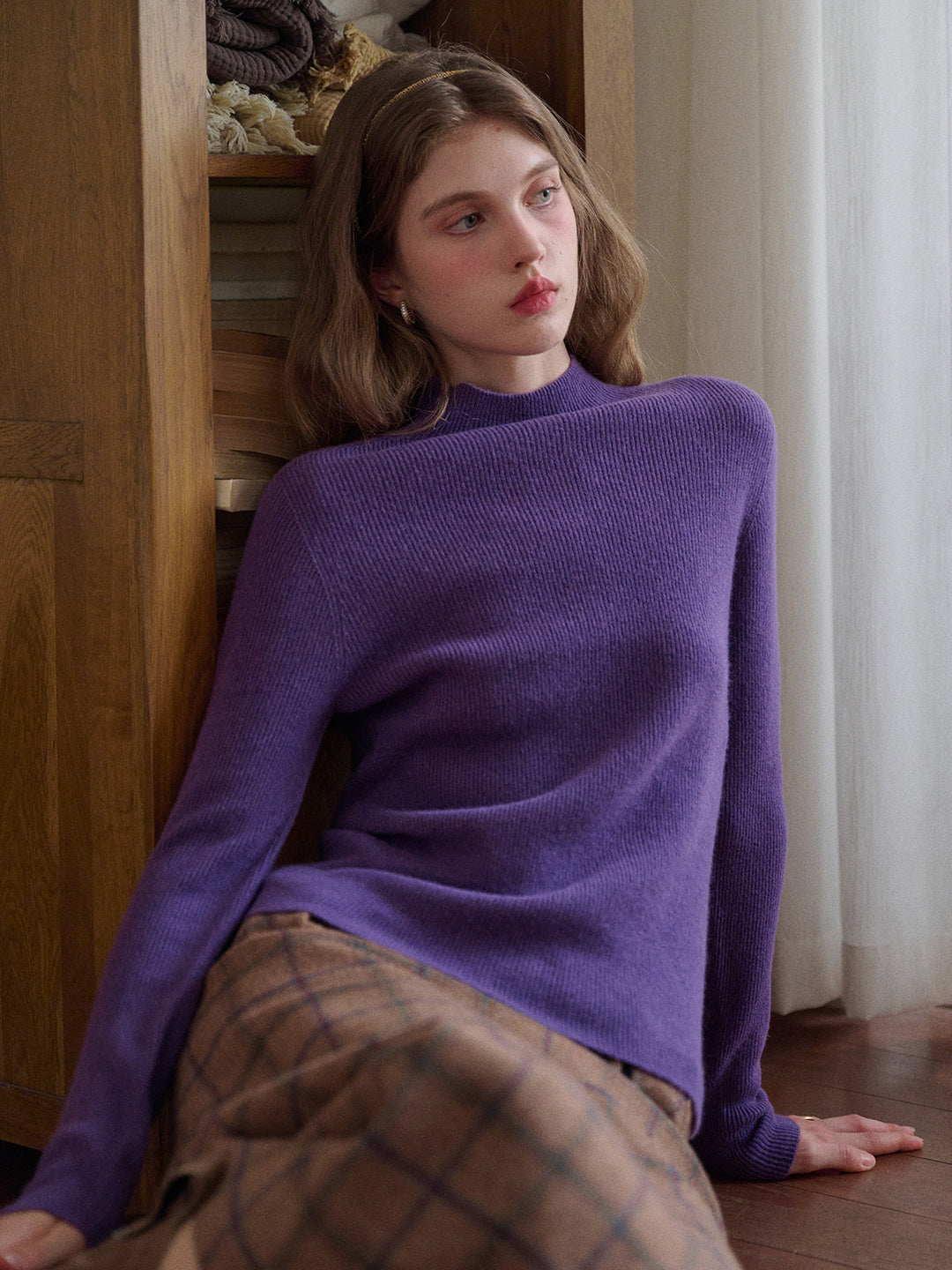 Abby Mock Neck Ribbed Sweater