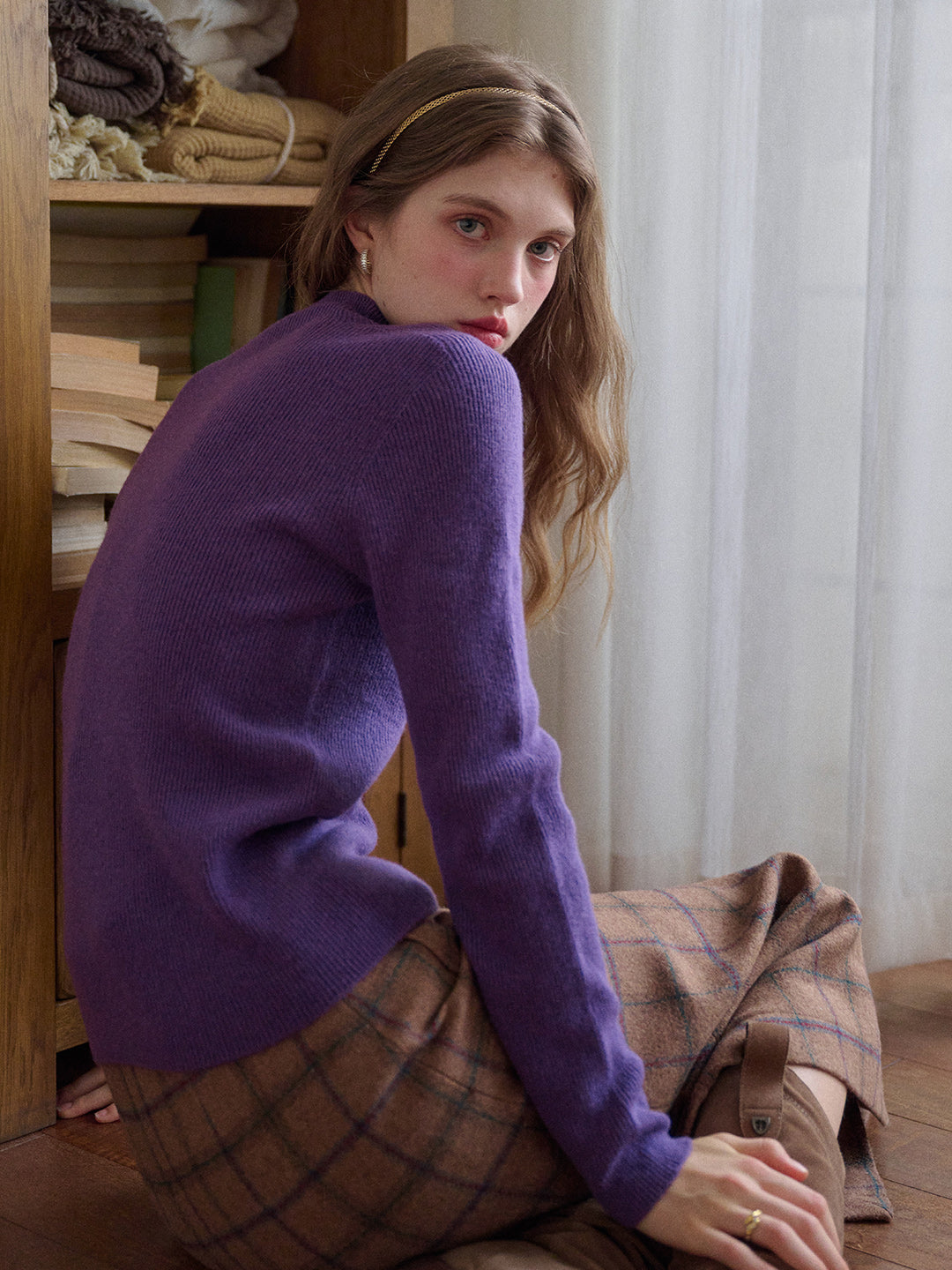 Abby Mock Neck Ribbed Sweater