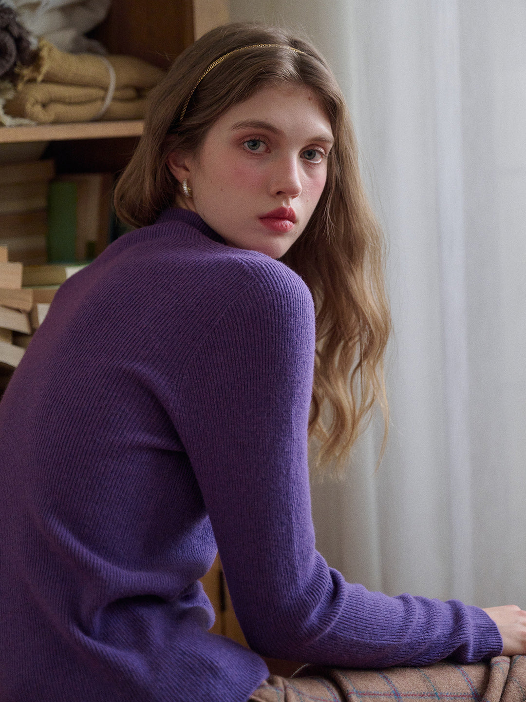 Abby Mock Neck Ribbed Sweater