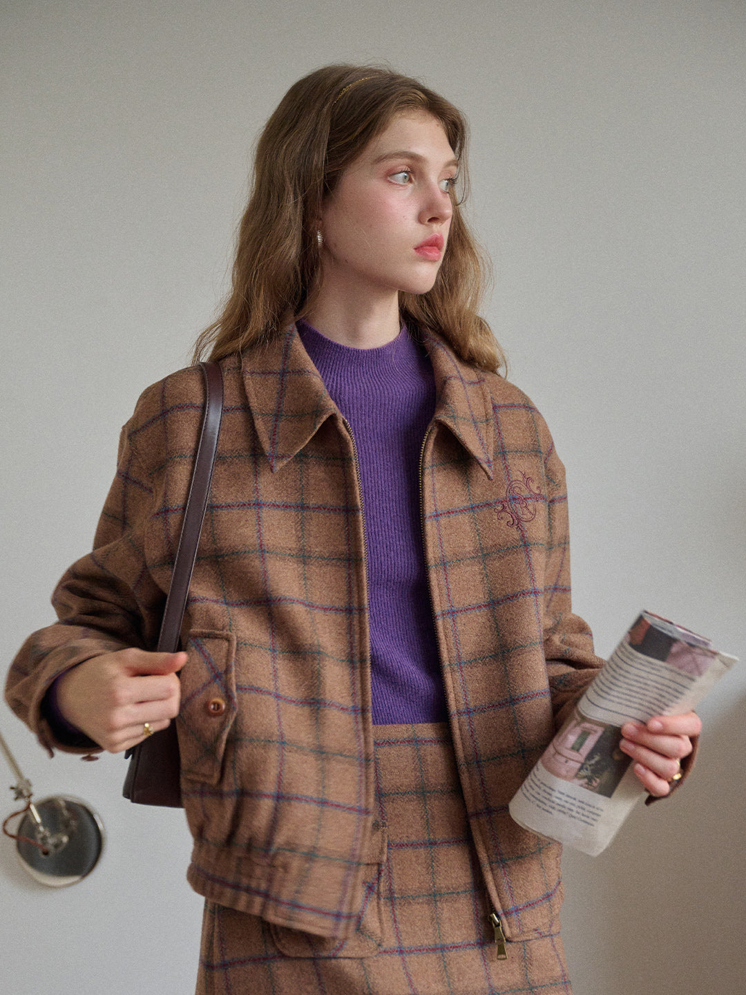 Amani Notch Lapel Plaid Jacket