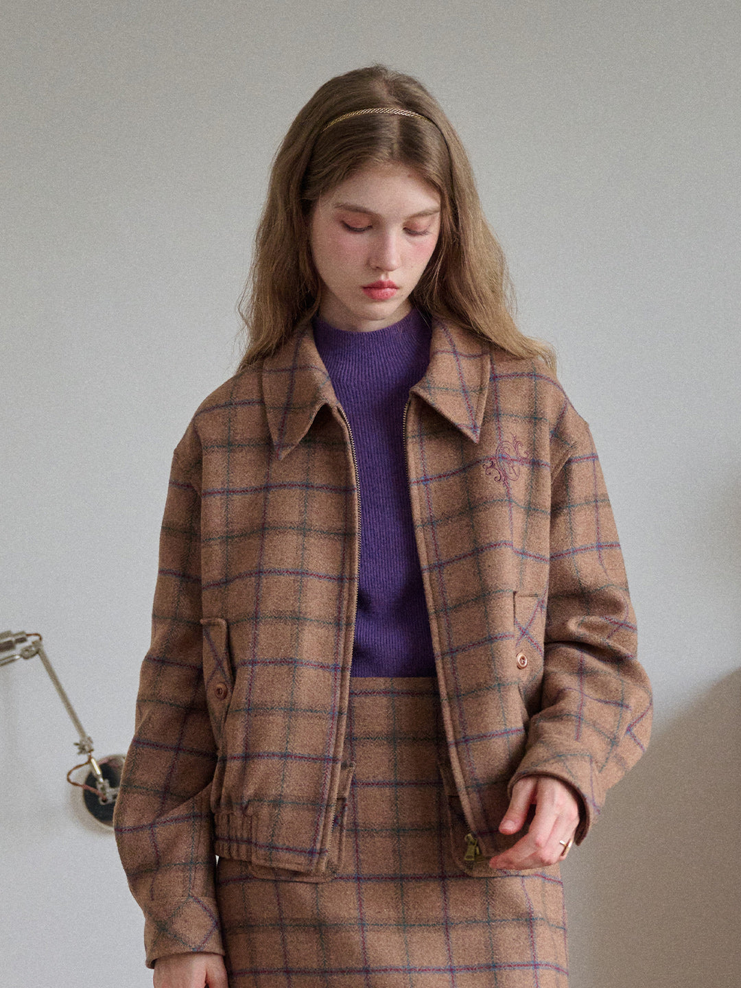 Amani Notch Lapel Plaid Jacket