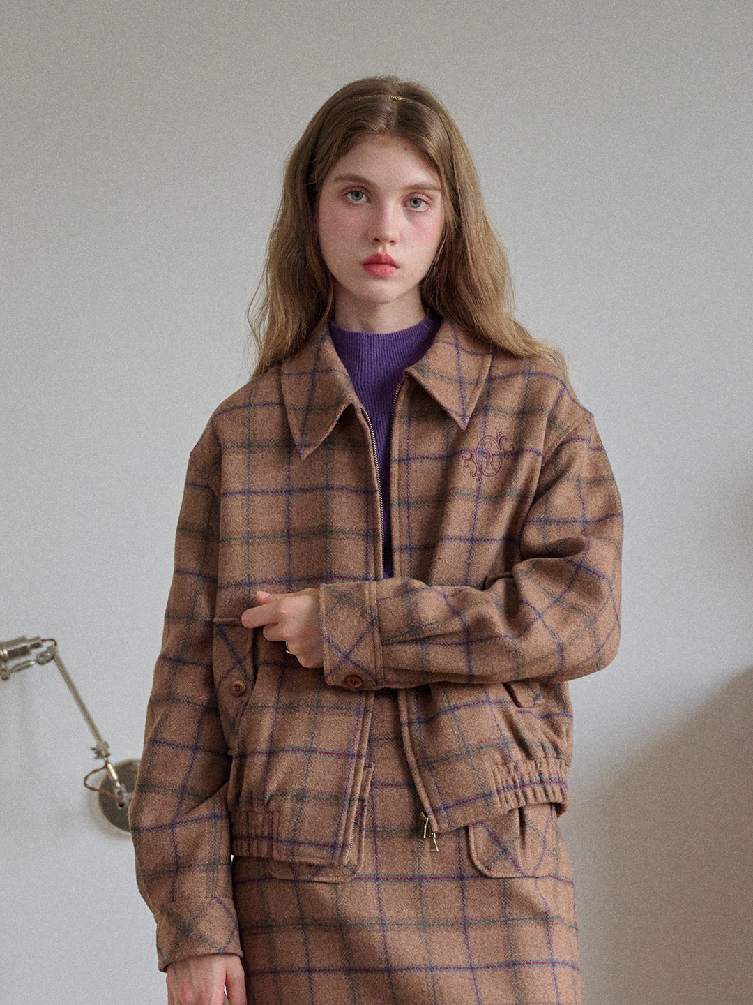 Amani Notch Lapel Plaid Jacket