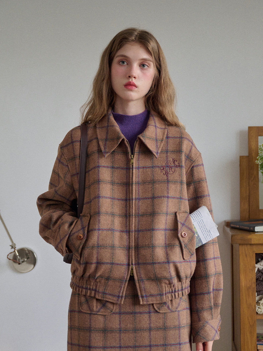 Amani Notch Lapel Plaid Jacket