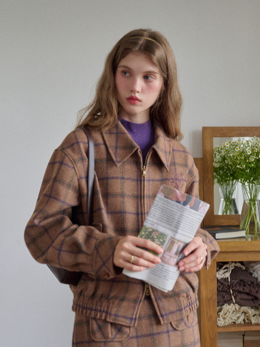Amani Notch Lapel Plaid Jacket