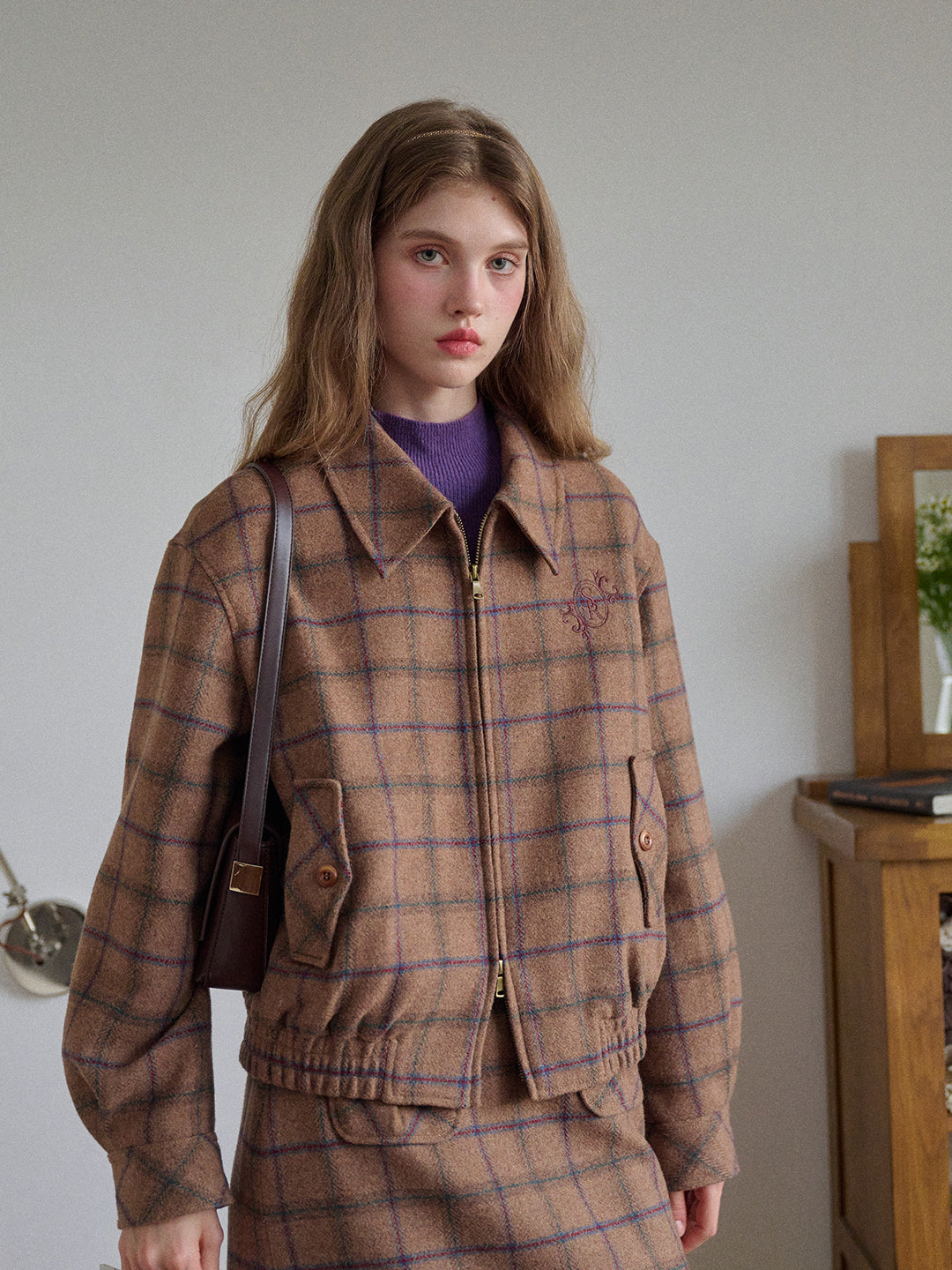 Amani Notch Lapel Plaid Jacket