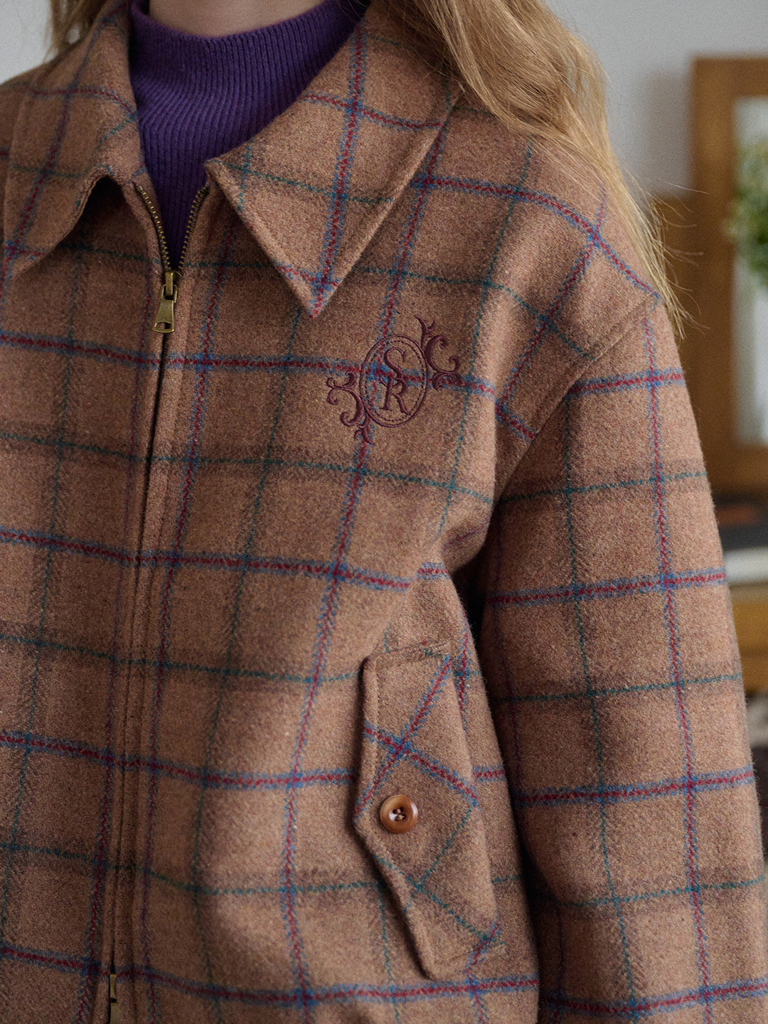 Amani Notch Lapel Plaid Jacket