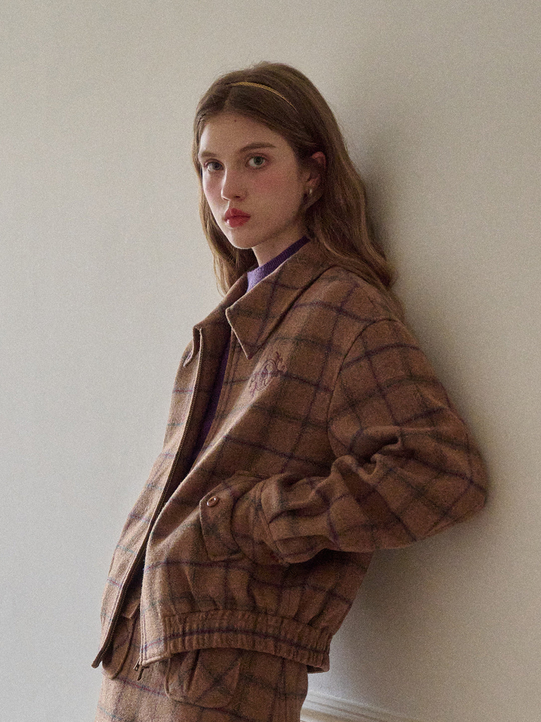 Amani Notch Lapel Plaid Jacket