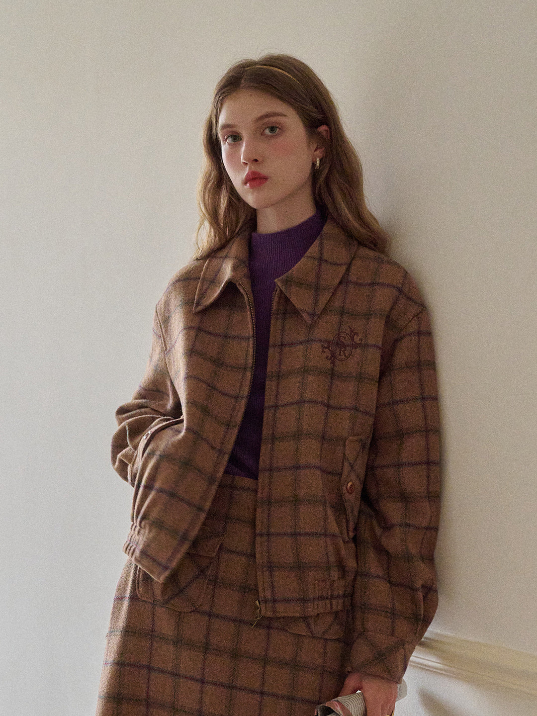 Amani Notch Lapel Plaid Jacket